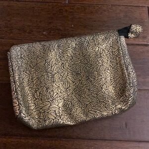 Barbara Bolan for Bolan Too Gold on black zip pouch EUC